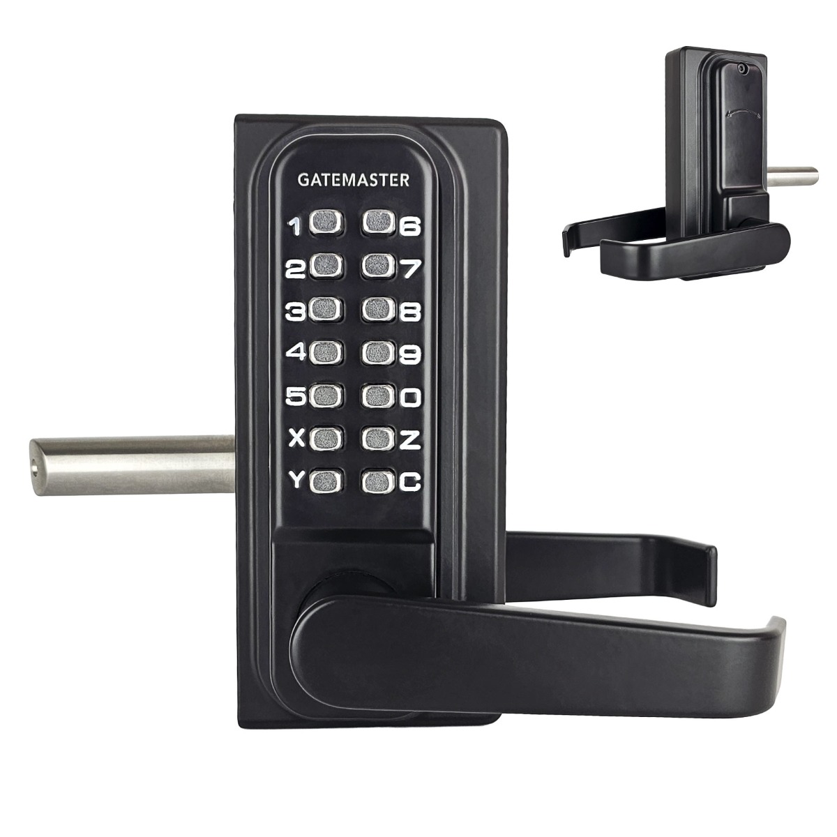 Gatemaster Superlock 2.0 Code Gate Lock Lever Handle Single-Sided Keypad, superlock single side lever handle, third view