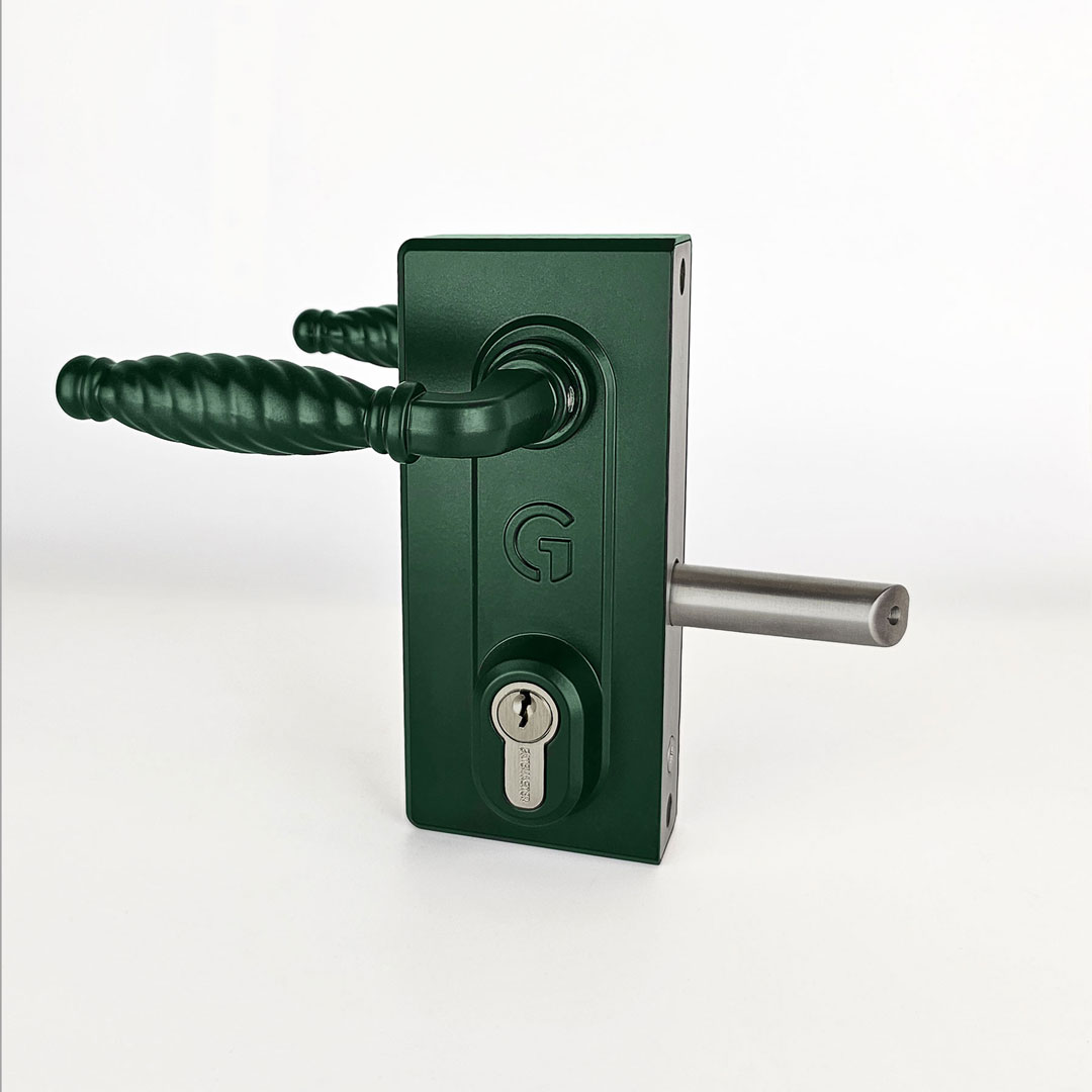 Gatemaster Superlock 2.0 Keyed Gate Lock Latch Deadlock Double-Sided Key Access, superlock keyed green, sixth view