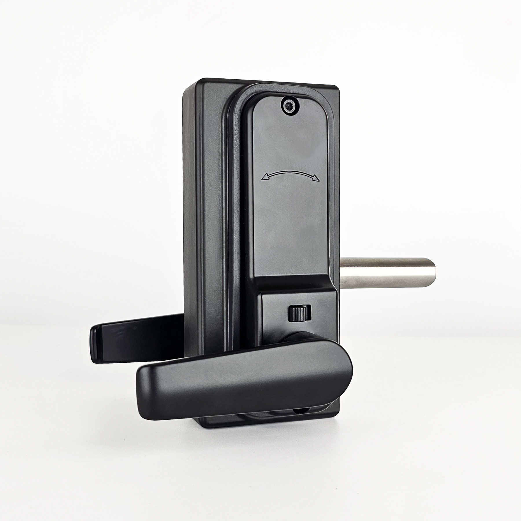 Gatemaster Superlock 2.0 Code Gate Lock RapidReset Single-Sided Keypad, the back of the lock, a blank cover and the delta handle