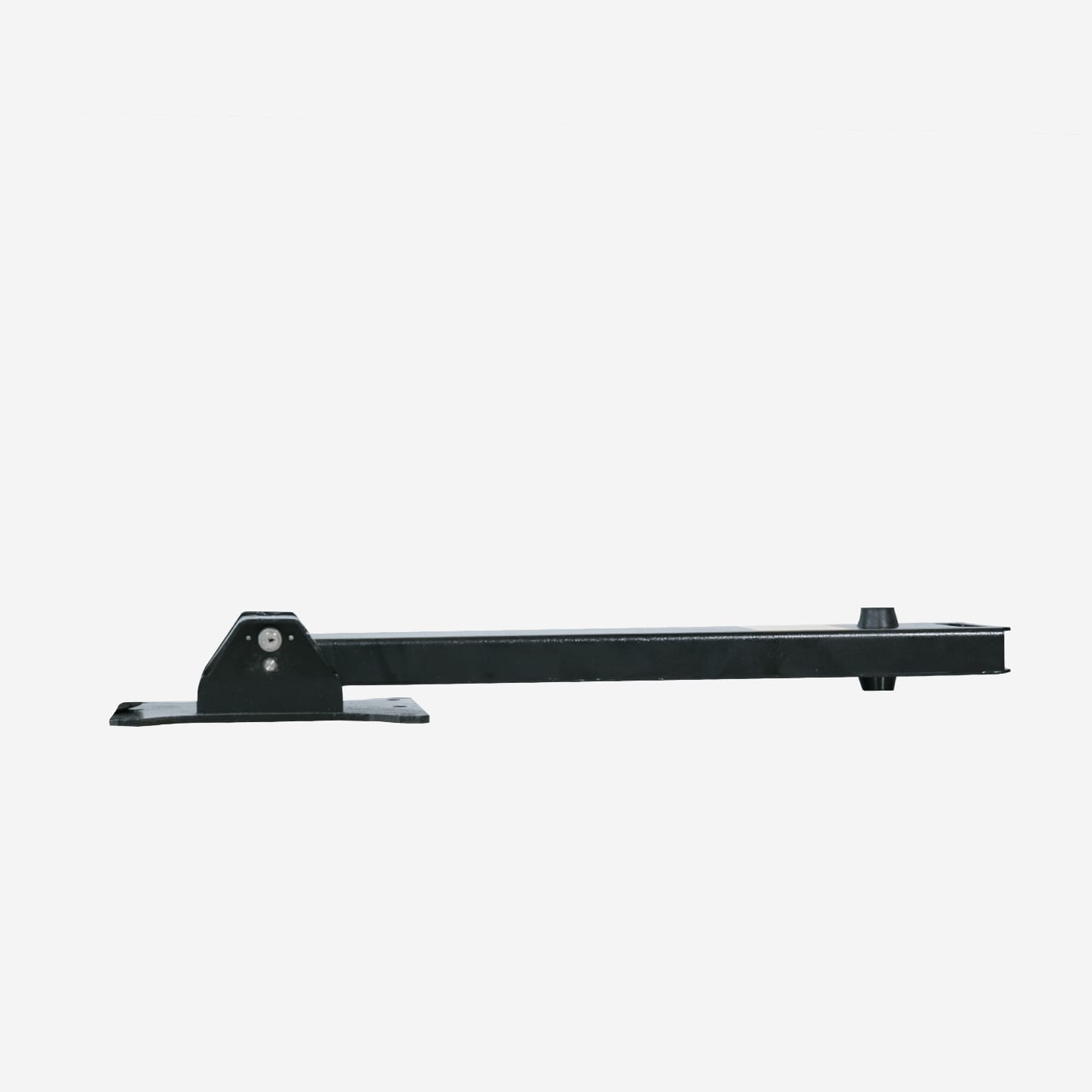 Black MyParking post folded flat on its base plate.