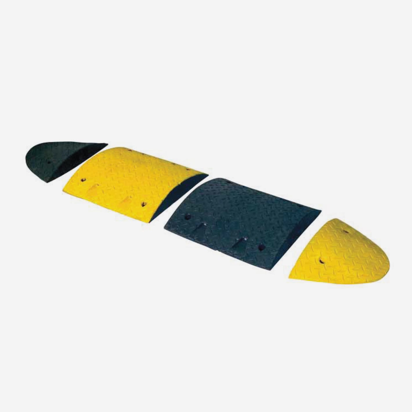 Speed ramp made of alternating yellow and black sections with rounded end caps.