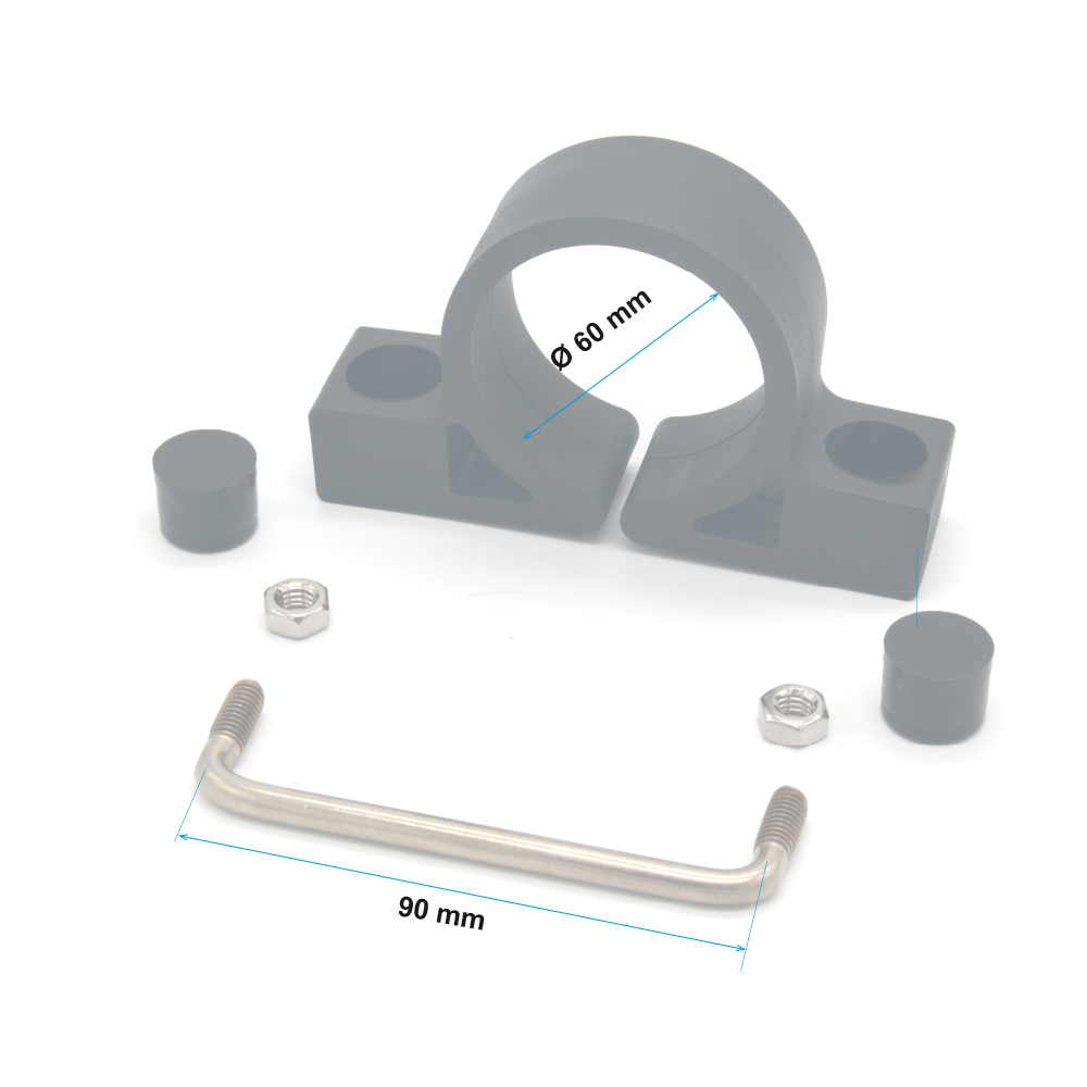 Plastic fence clamp for Ø 60 mm tube with M6 stainless steel closure, view 3