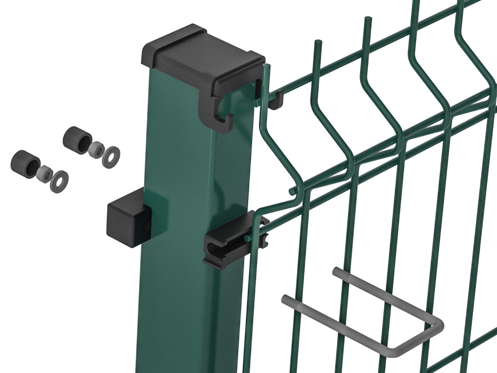Fence post cap | 2-3/8" x 1-9/16" | With hooks