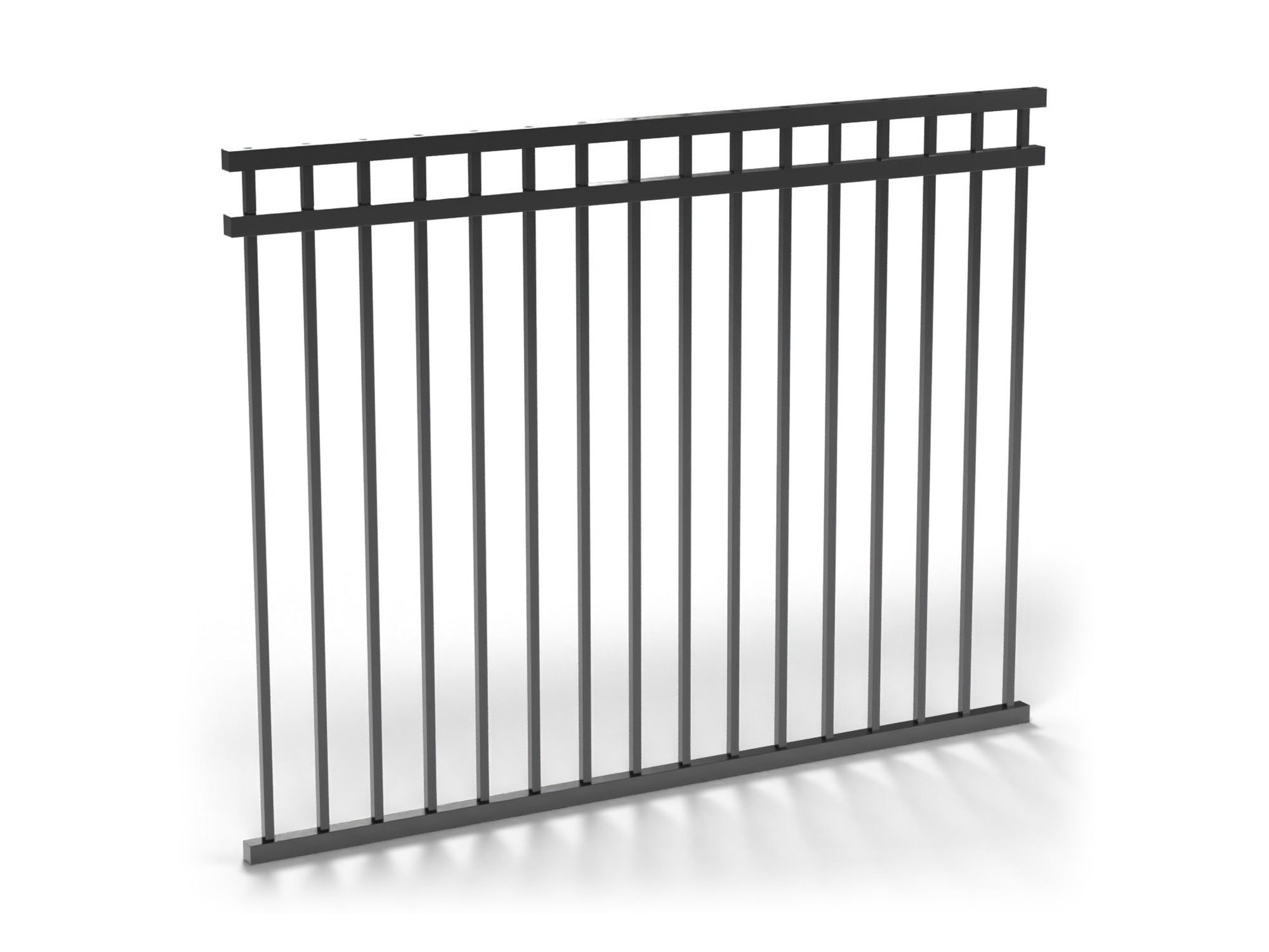 Black Fortress A2 3-rail pool flat top/flat bottom fence panel