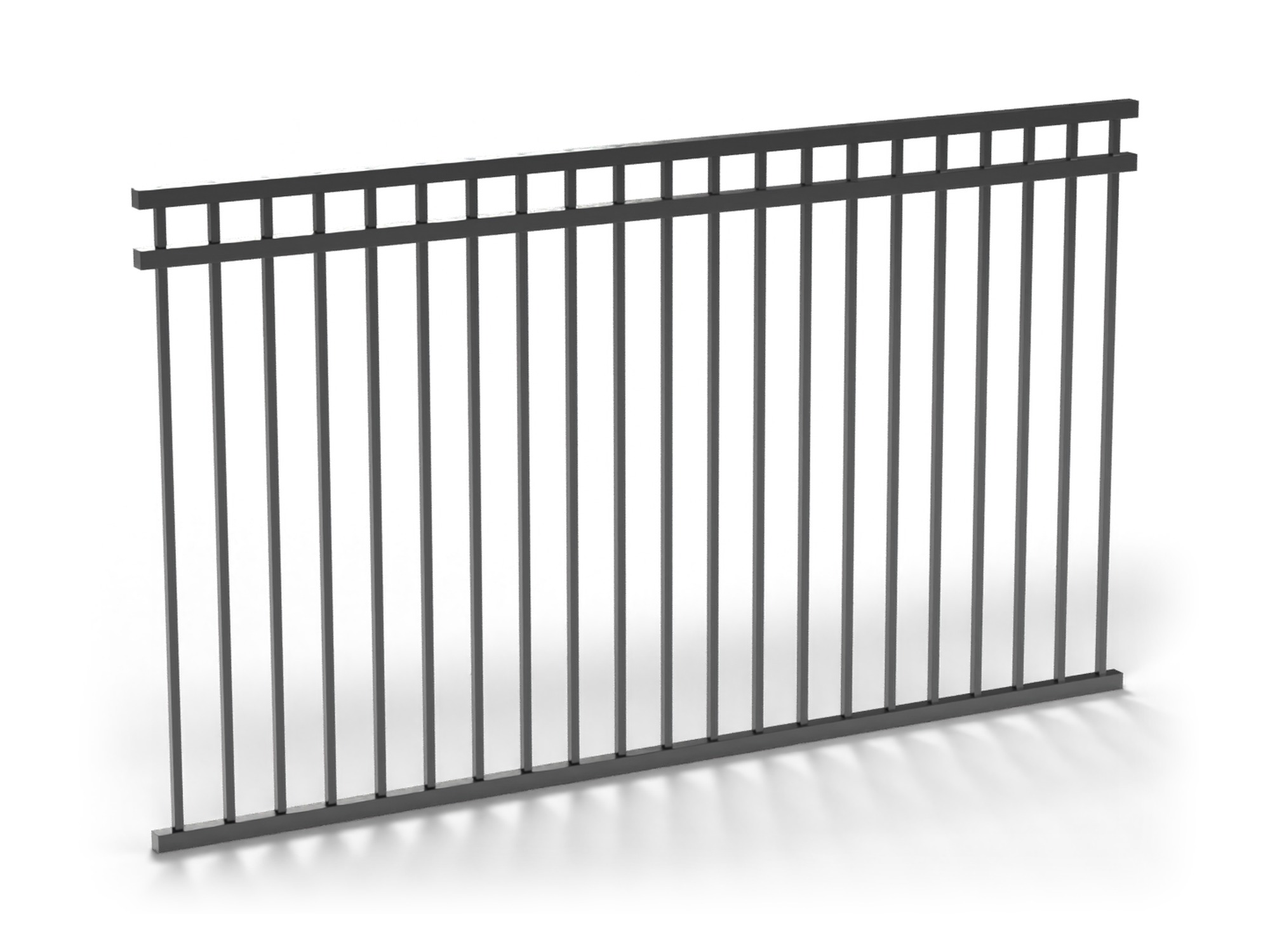 Black Fortress A2 3-rail pool flat top/flat bottom fence panel