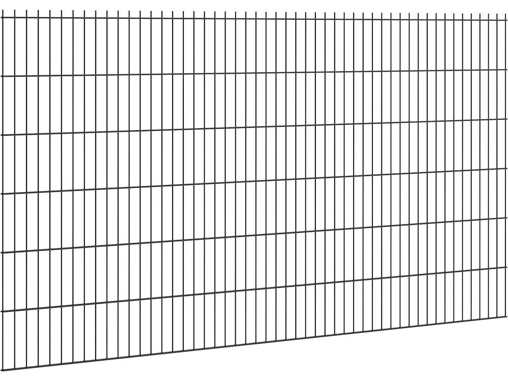 Double wire fence panel 6/5/6 without spikes, black RAL 9005, 1200 mm high