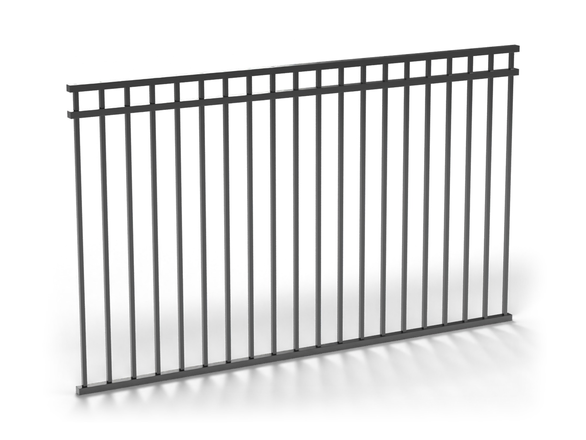 Black Fortress V2 3-rail pool flat top/flat bottom fence panel