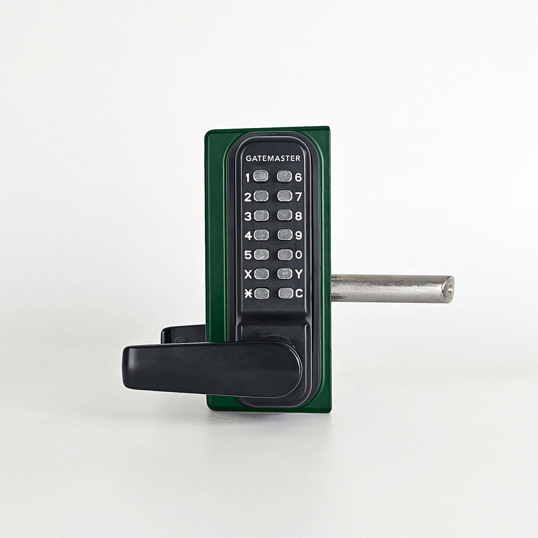 Gatemaster Superlock 2.0 Code Gate Lock RapidReset Double-Sided Keypad, green gate lock front face