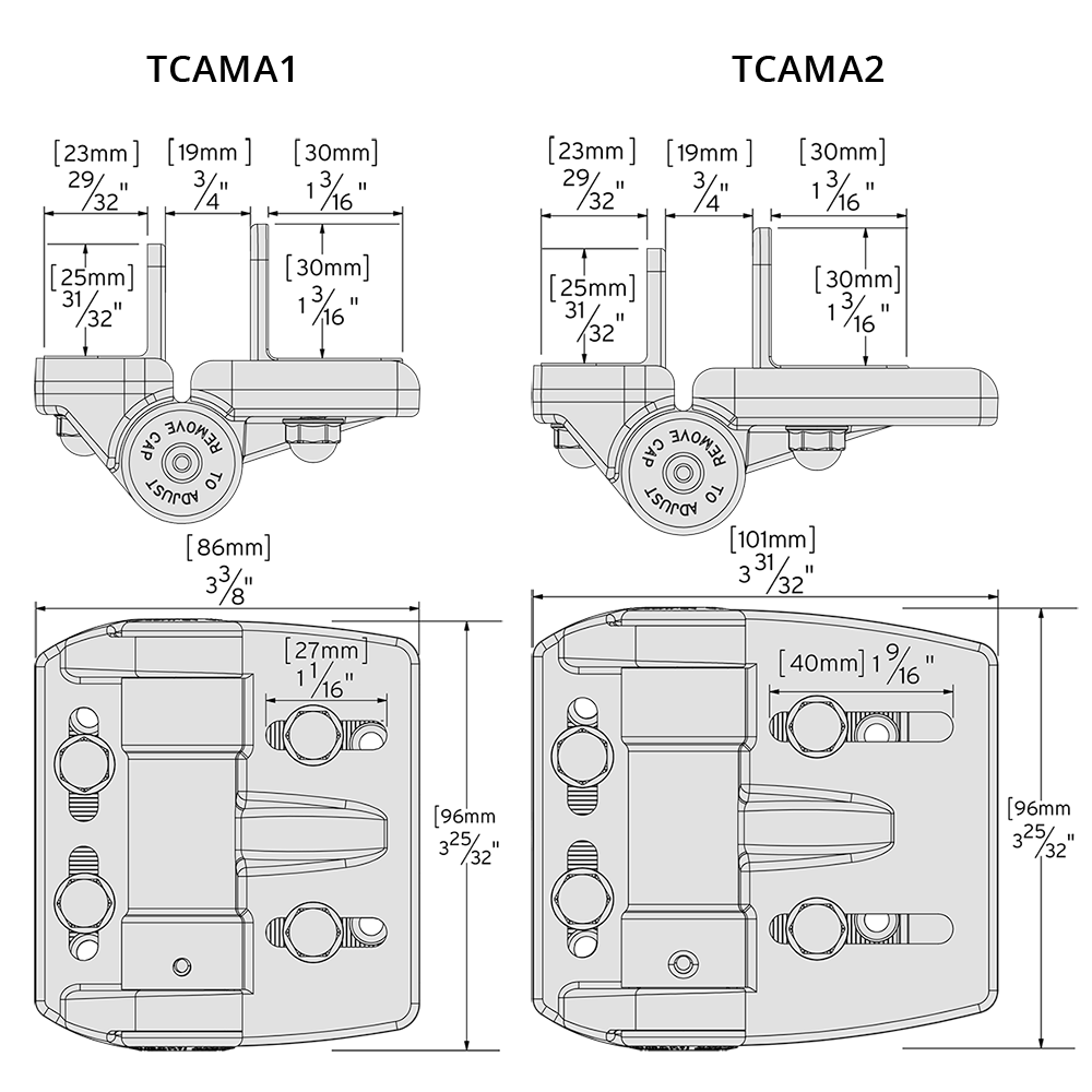 Technical drawing of the TruClose MINI MULTI-ADJUST Regular