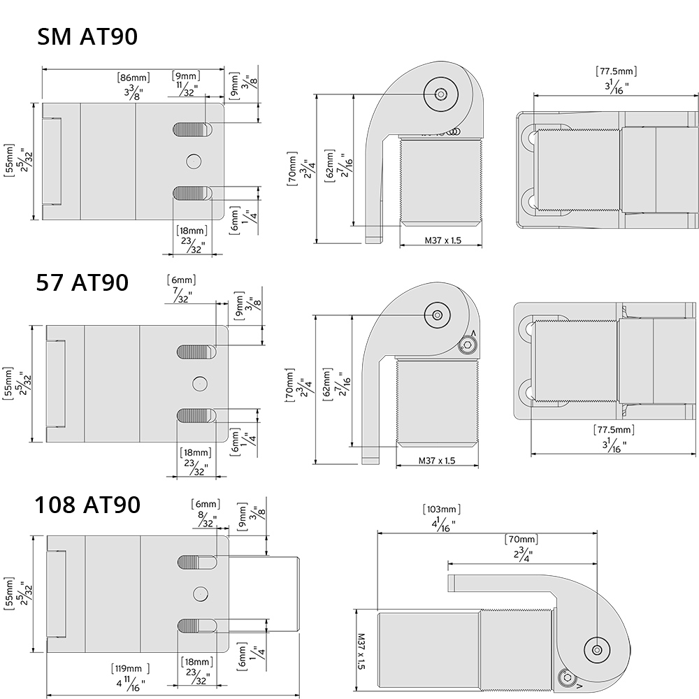 Technical drawing of the SureClose Flush Mount