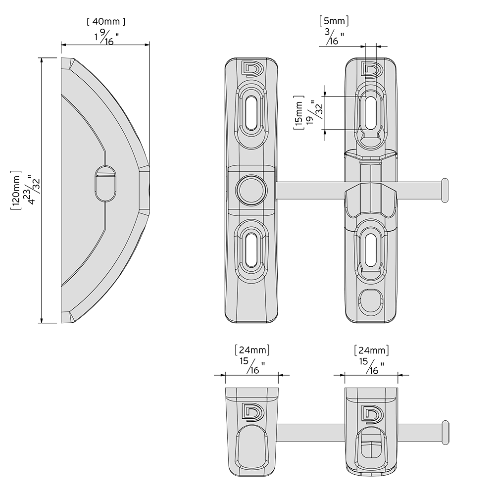 Technical drawing of the T-Latch TL01