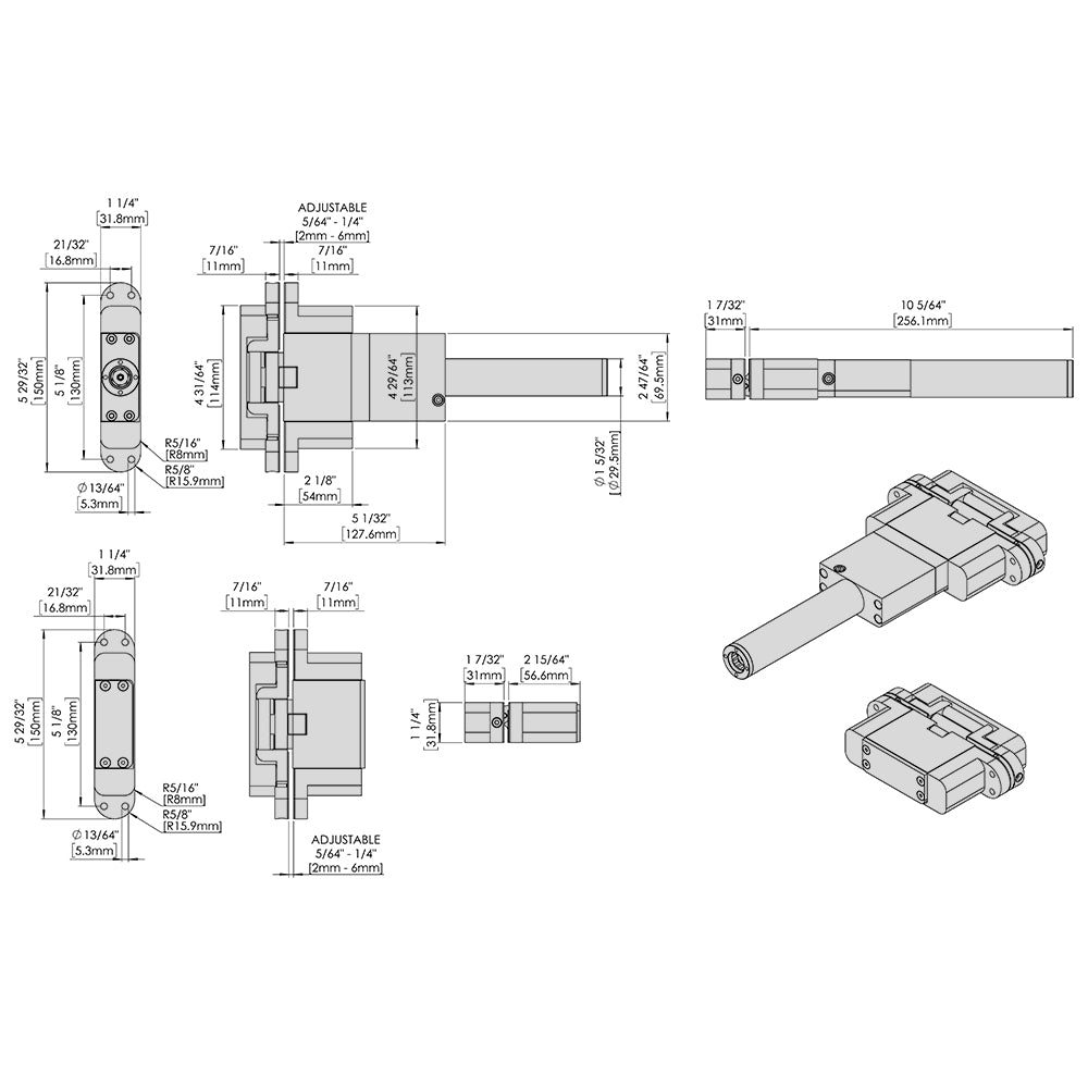Dimension drawing of the SureClose ConcealFit