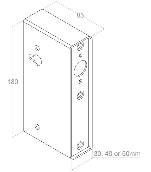 Gatemaster Weldable Steel Lock Case for Digital Code Locks, drawing