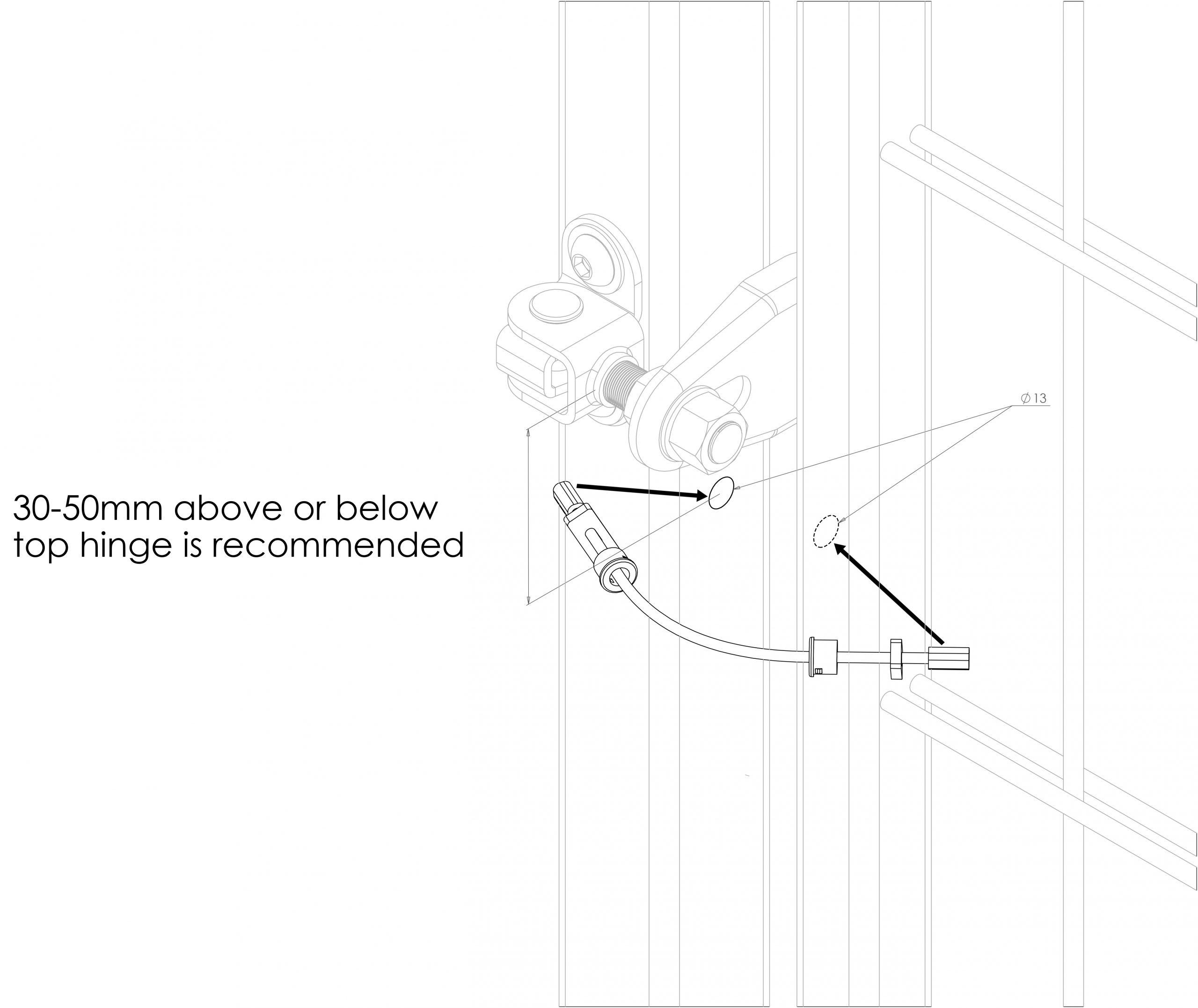 Gatemaster Gate Restrainer for gates up to 1100 Lbs, instruction drawing, fifth view