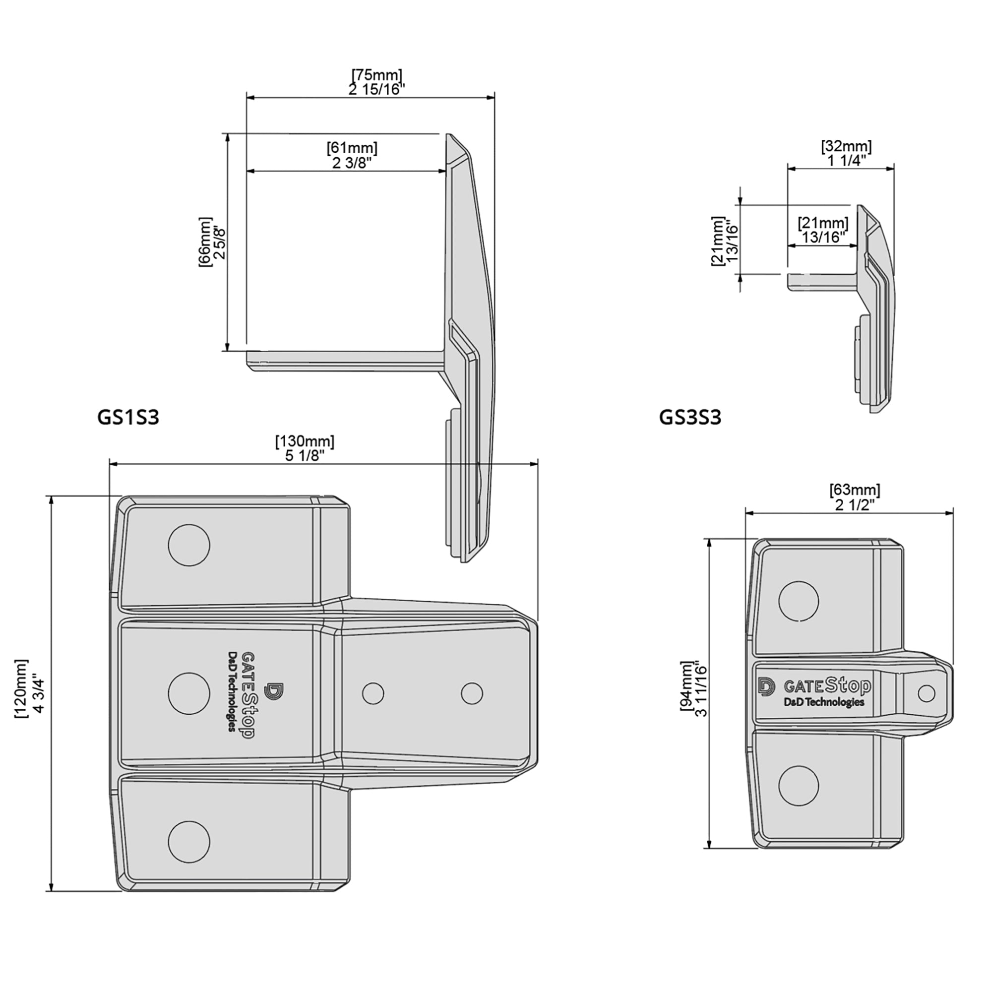 Dimension drawing of the GateStop Series 3