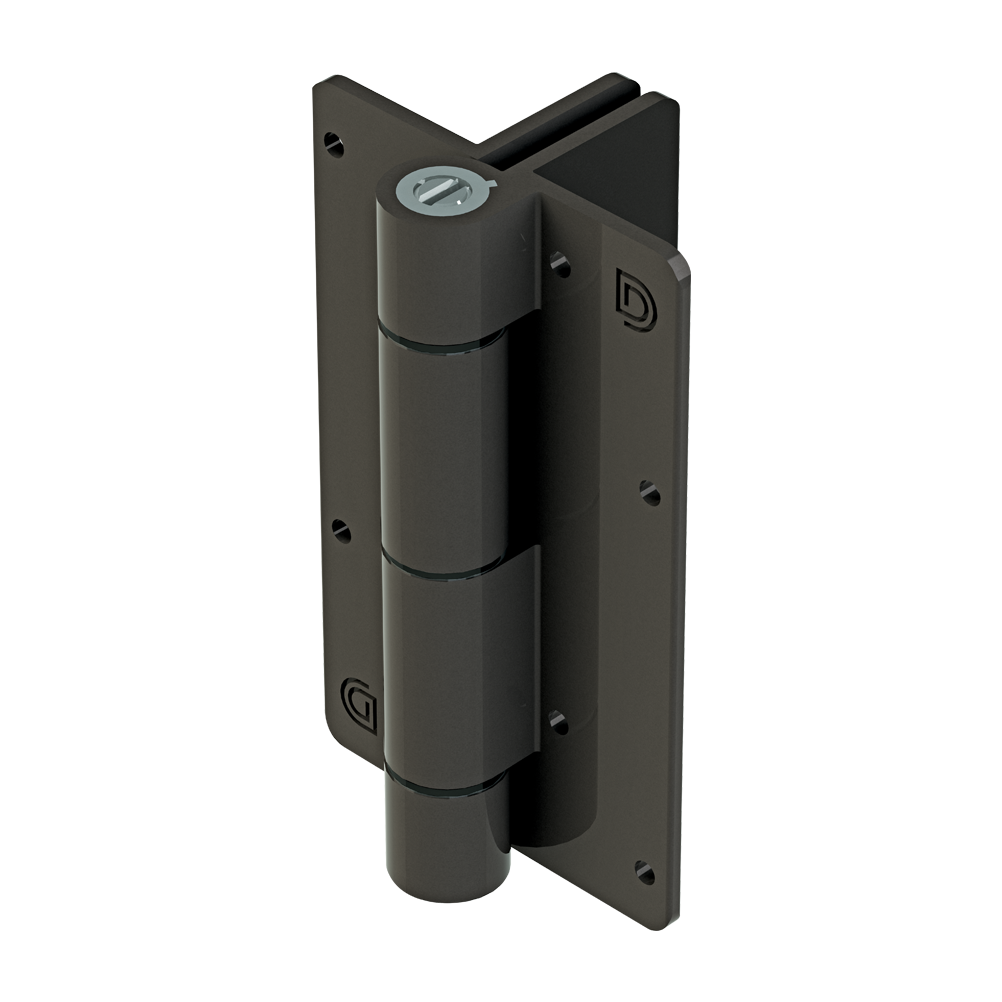 KwikFit Aluminium hinge with side fixing legs, satin bronze