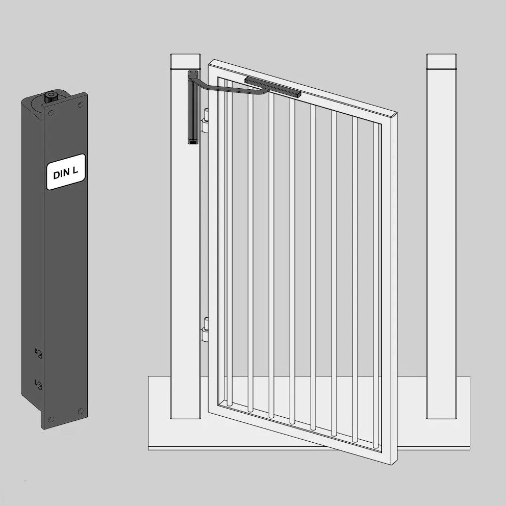 SlimLine vertical gate closer, left opening version