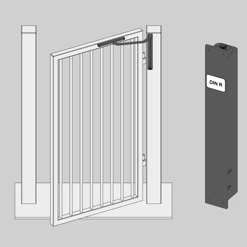 SlimLine vertical gate closer, right opening version