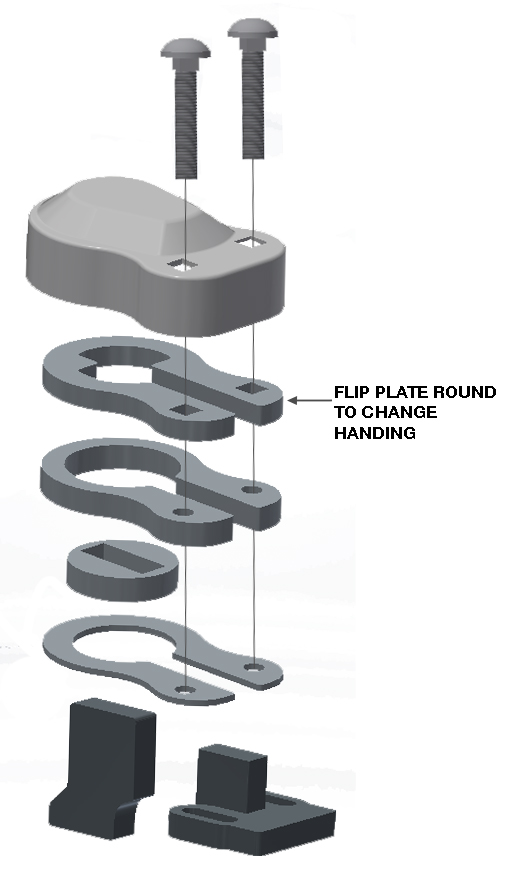 Gatemaster Stop Hinge with Bottom Pivot, assembly drawing