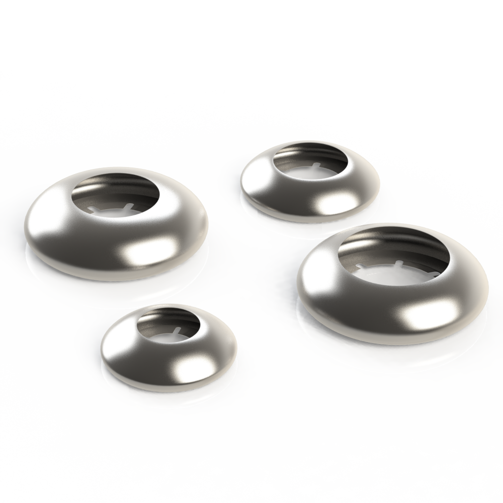 Gatemaster Push-Fit Security Collar, four stainless collars in two sizes seen from above