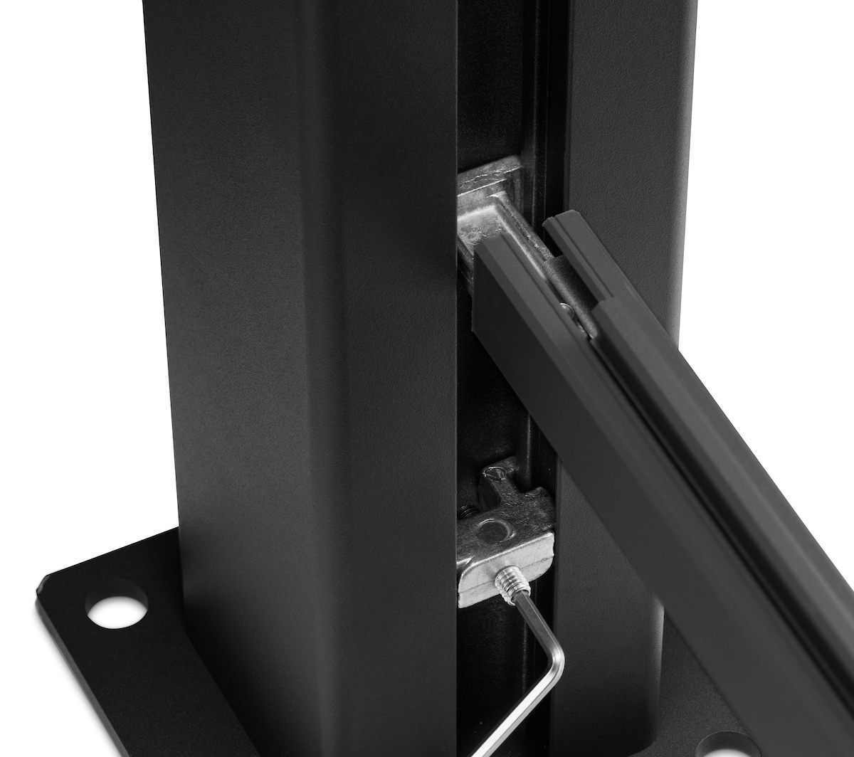 Gardenode Equinox adjustment block for fence posts, installed on a fence.