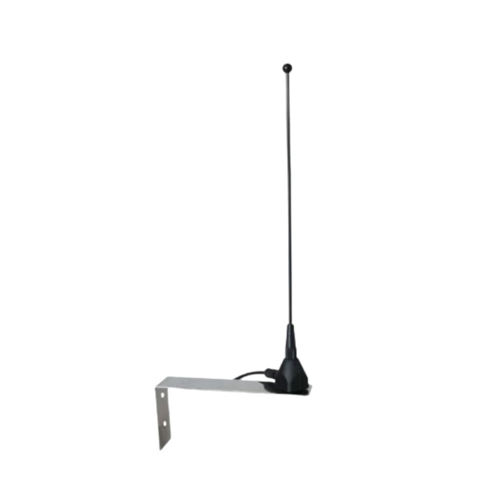 AES whip antenna on an angled mounting bracket