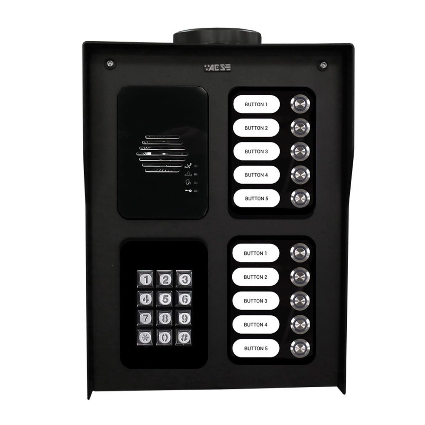AES | Modular Multi-Button 4G Cellular Intercom | 10 Buttons | Pedestal with Keypad and Prox Reader