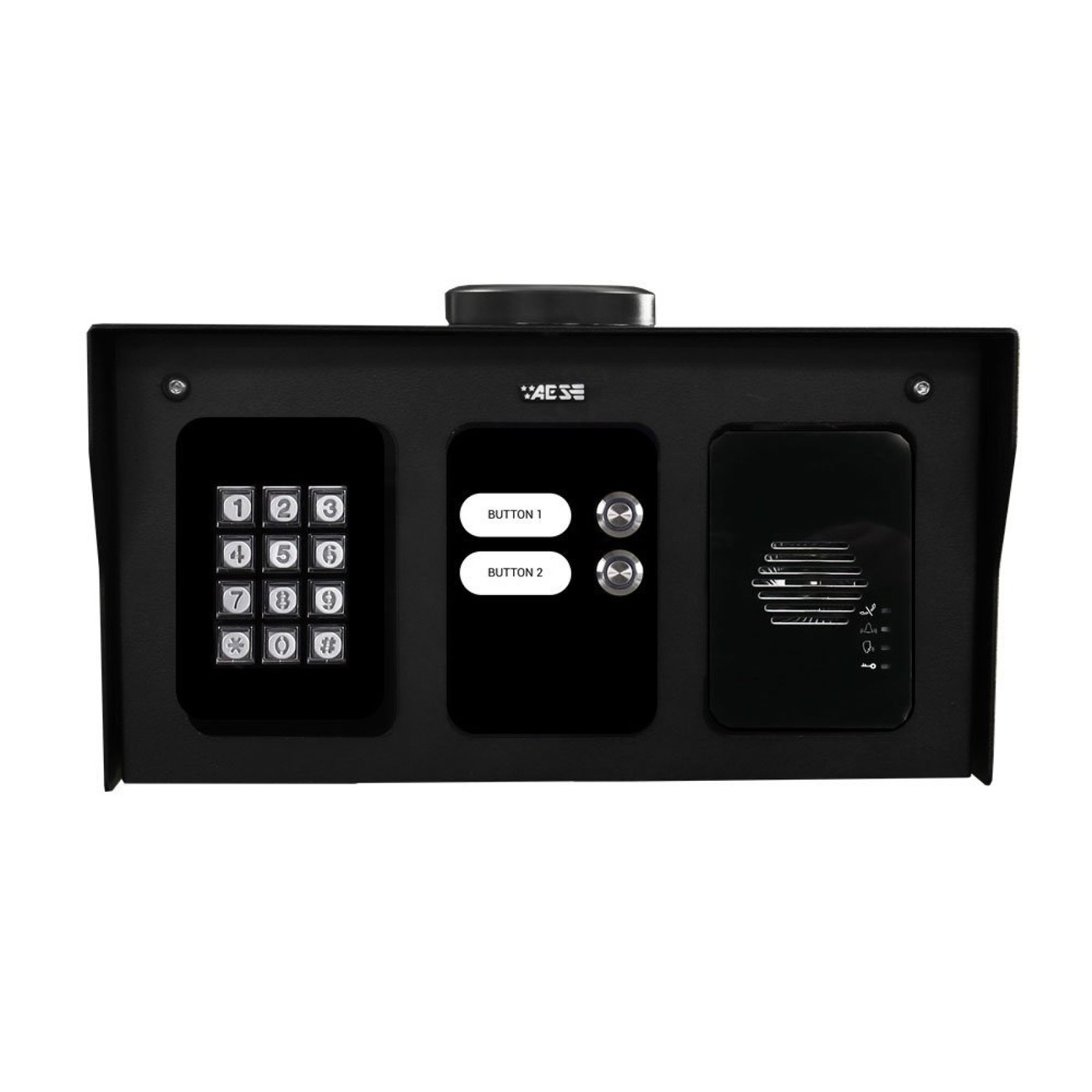 AES | Modular Multi-Button 4G Cellular Intercom | 2 Buttons | Pedestal with Keypad and Prox Reader