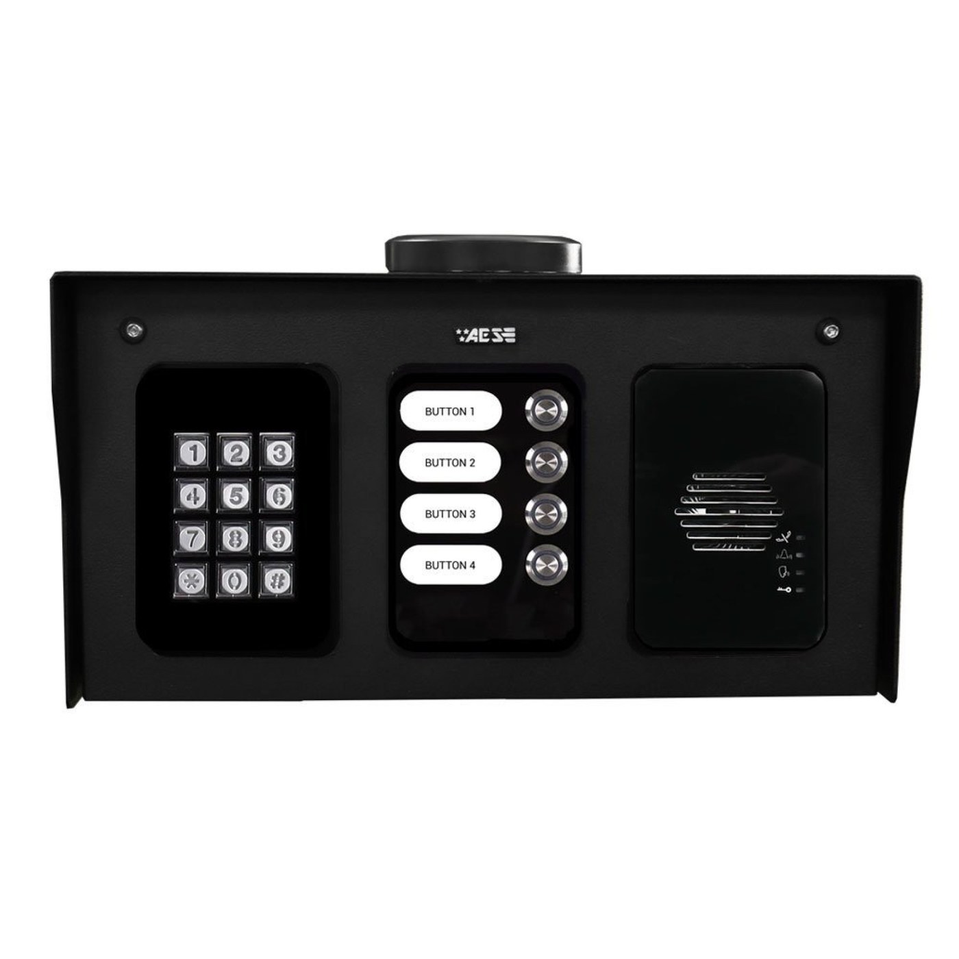 AES | Modular Multi-Button 4G Cellular Intercom | 4 Buttons | Pedestal with Keypad and Prox Reader