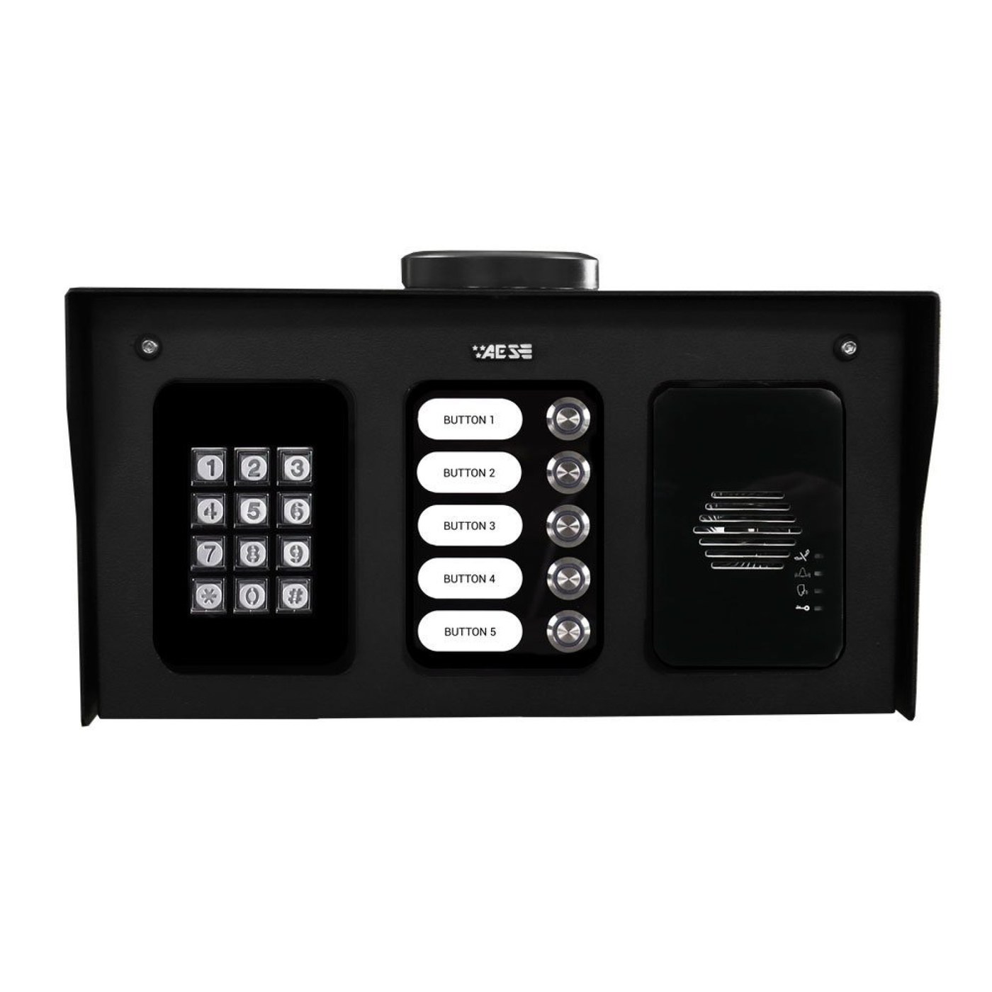 AES | Modular Multi-Button 4G Cellular Intercom | 5 Buttons | Pedestal with Keypad and Prox Reader
