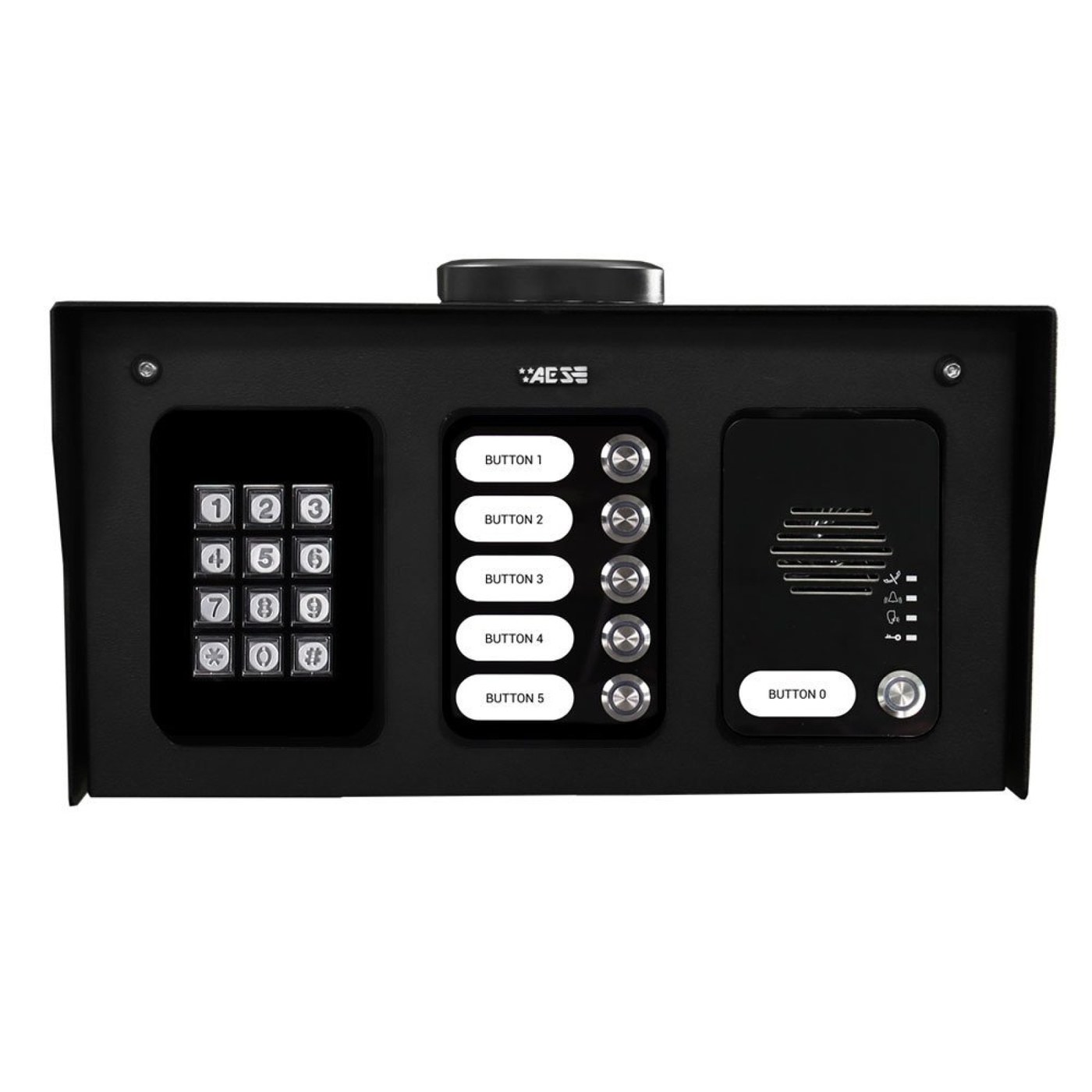 AES | Modular Multi-Button 4G Cellular Intercom | 6 Buttons | Pedestal with Keypad and Prox Reader