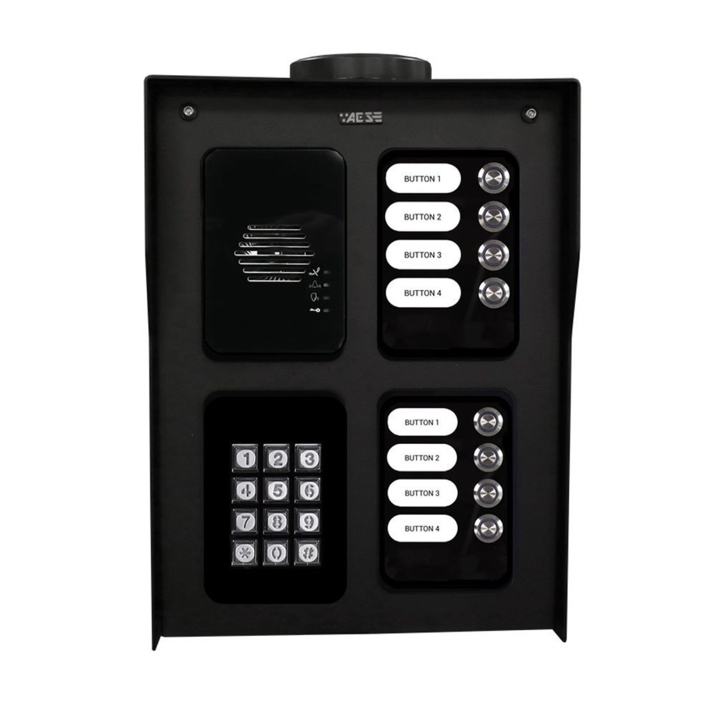 AES | Modular Multi-Button 4G Cellular Intercom | 8 Buttons | Pedestal with Keypad and Prox Reader