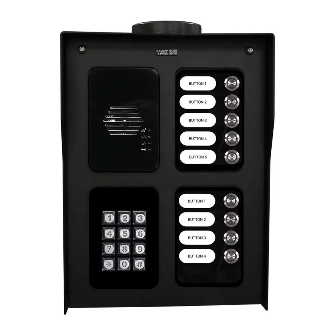 AES | Modular Multi-Button 4G Cellular Intercom | 9 Buttons | Pedestal with Keypad and Prox Reader