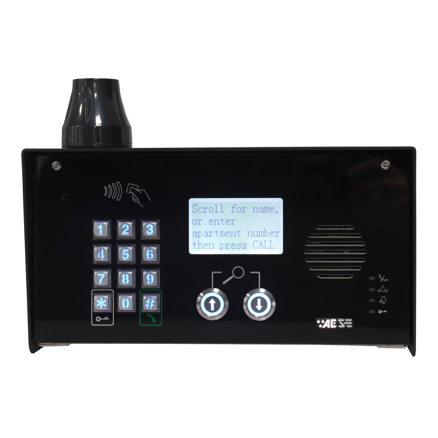 AES | Multicom Classic 4G Cellular Directory Intercom | Pedestal with Keypad and Prox Reader