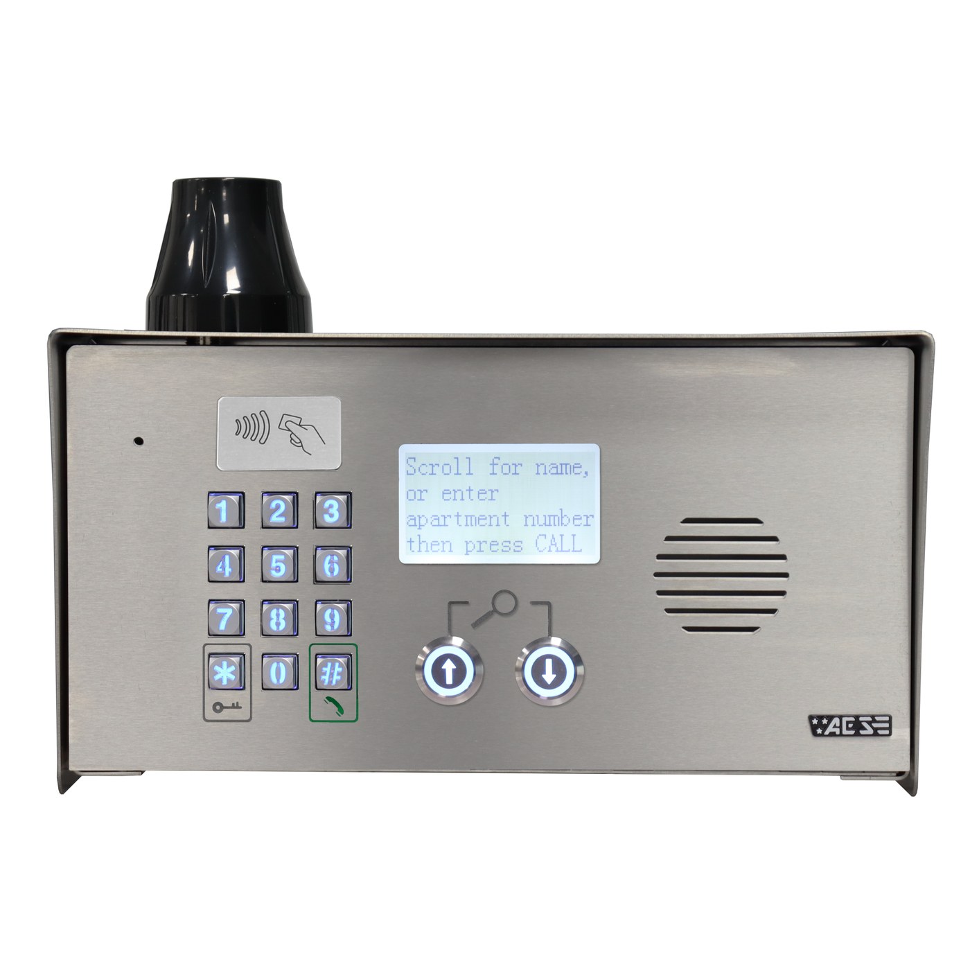 AES | Multicom Classic 4G Cellular Directory Intercom | Stainless Pedestal with Keypad and Prox Reader