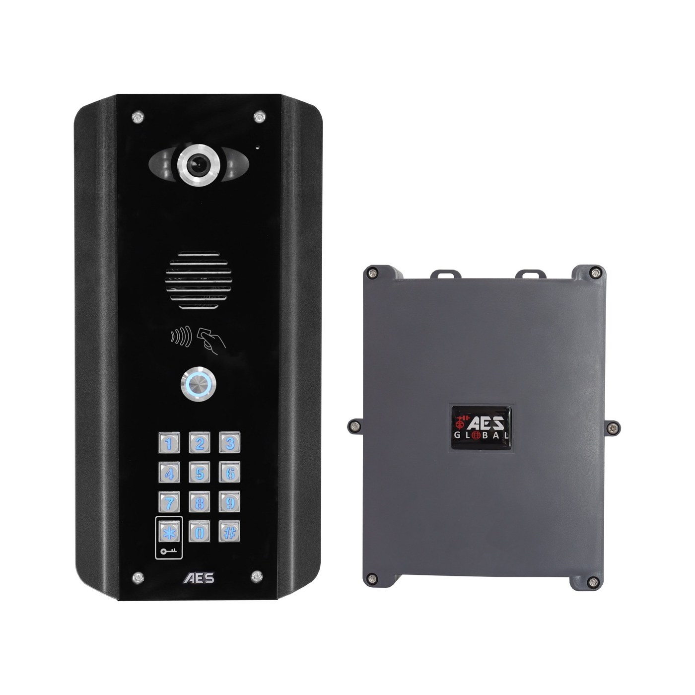 AES | Opyn Pro 4G Video Intercom | 1 Button | Architectural with Keypad and Prox Reader