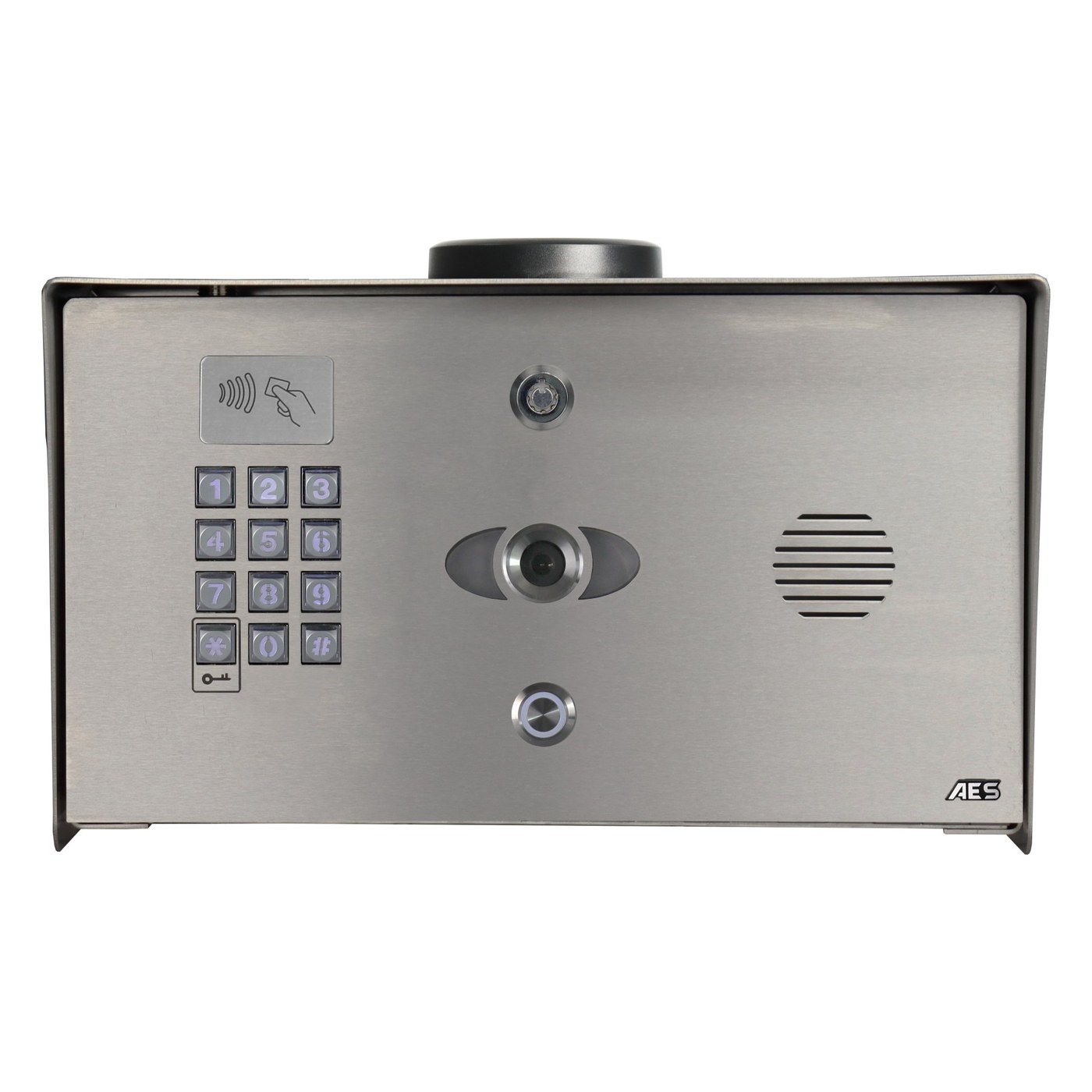 AES | Opyn Pro 4G Video Intercom | 1 Button | Stainless Pedestal with Keypad and Prox Reader