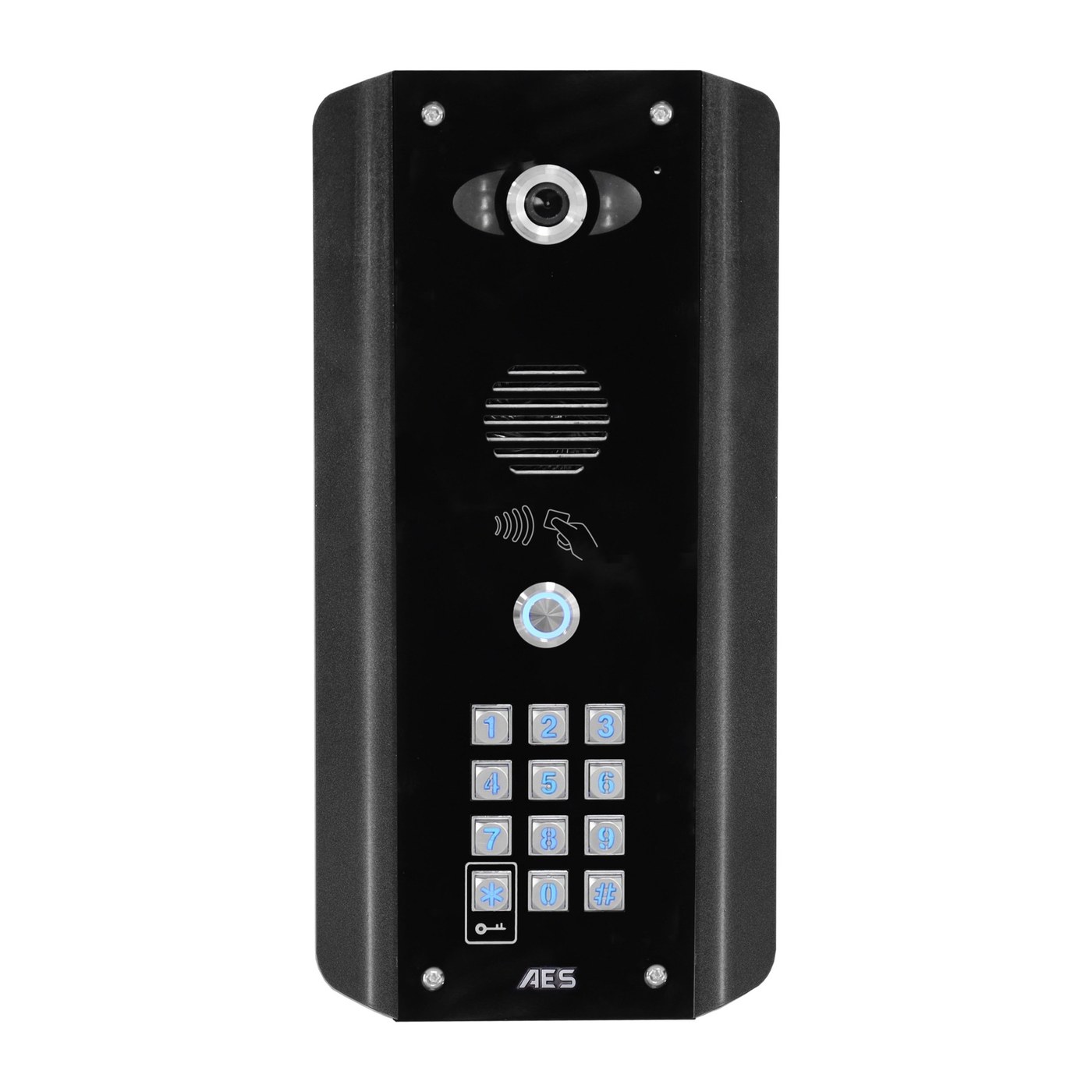 AES | Opyn Pro IP Video Intercom | 1 Button | Architectural with Keypad and Prox Reader