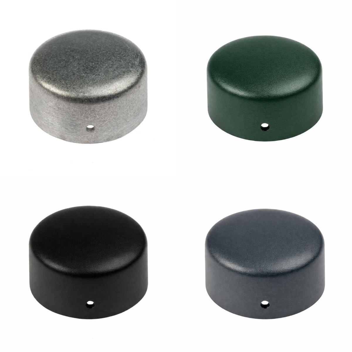 Round aluminium post caps in the available colours