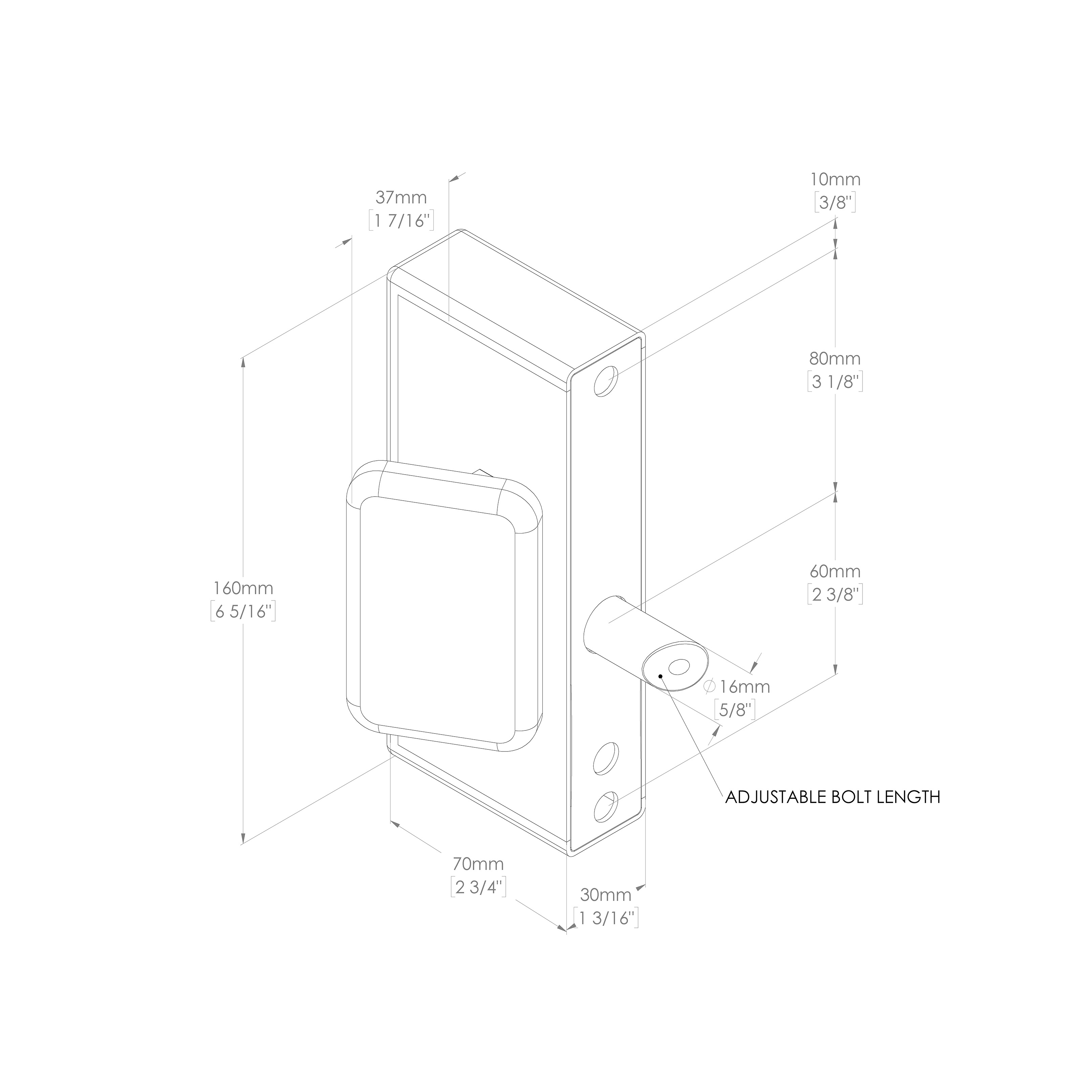Gatemaster Superlock Quick Exit Key Entry, dimensioned drawing
