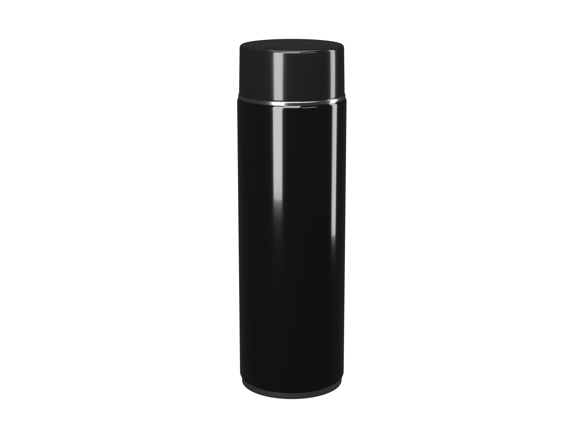 Black aerosol spray can.