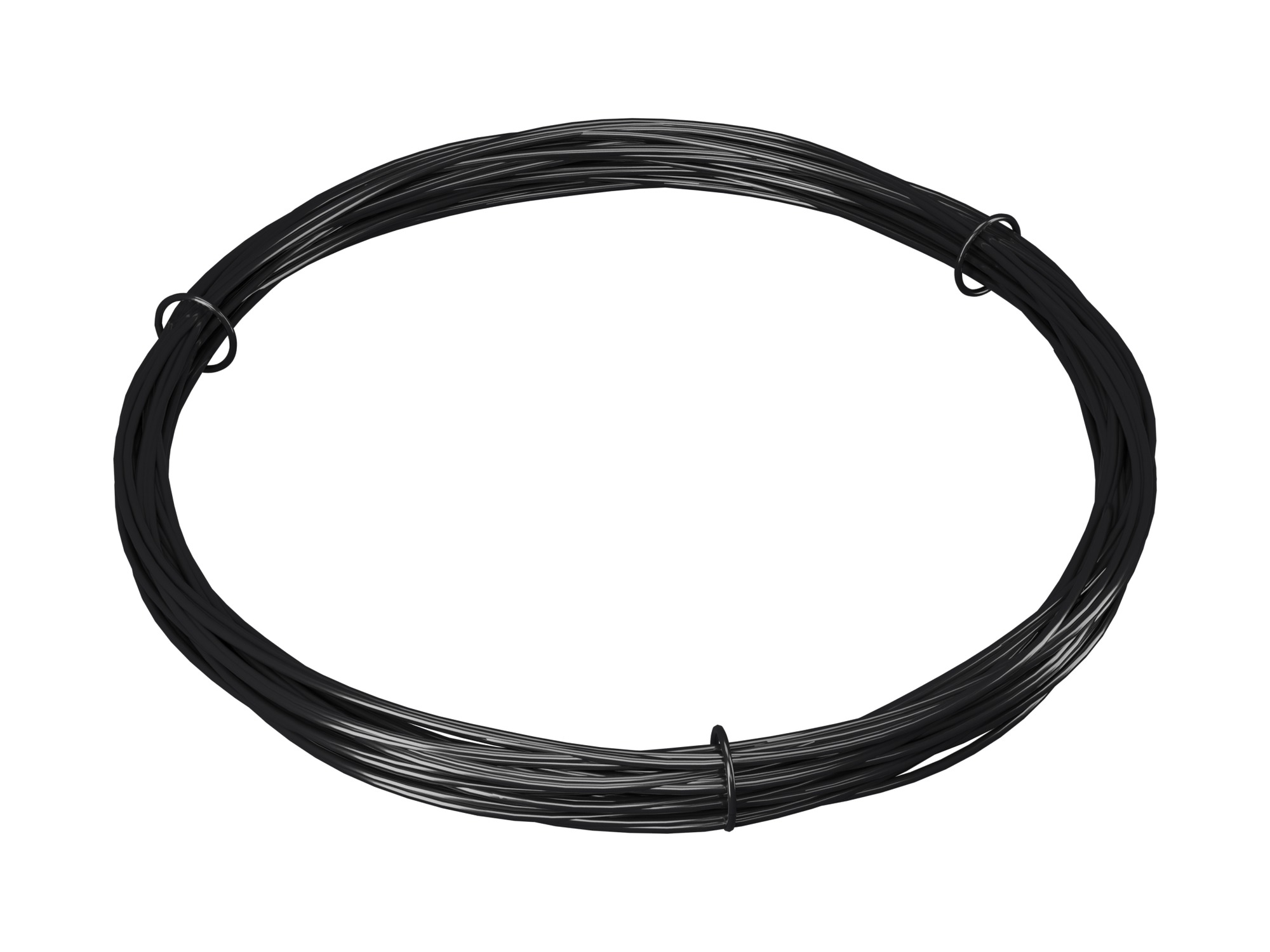 Coil of black steel tension wire.