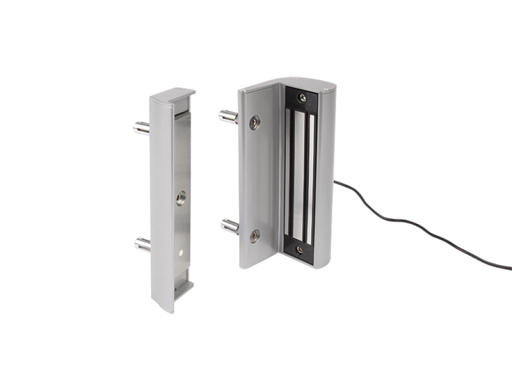 Locinox MAGMAG surface mounted electromagnetic lock with armature plate and cable, silver