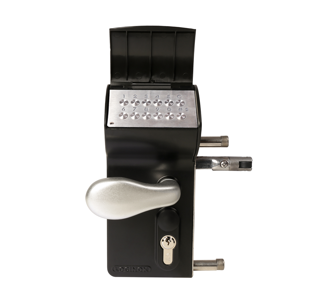 Locinox Valentino in black, keypad open, shown without profile