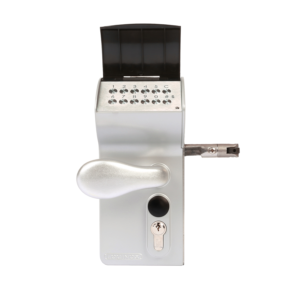 Locinox Valentino in silver, keypad open, shown without profile