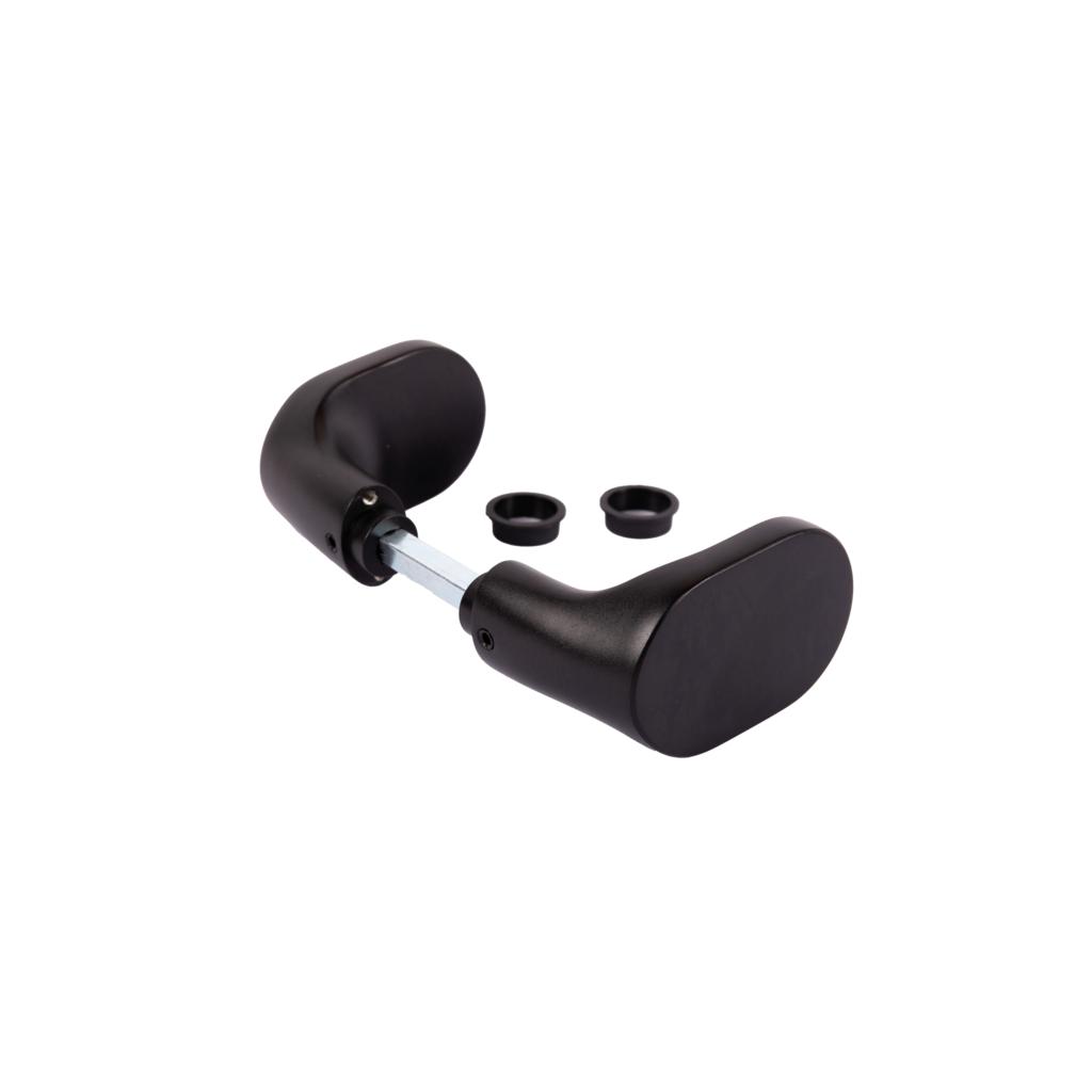 Handle set with rounded corners in anodized aluminum