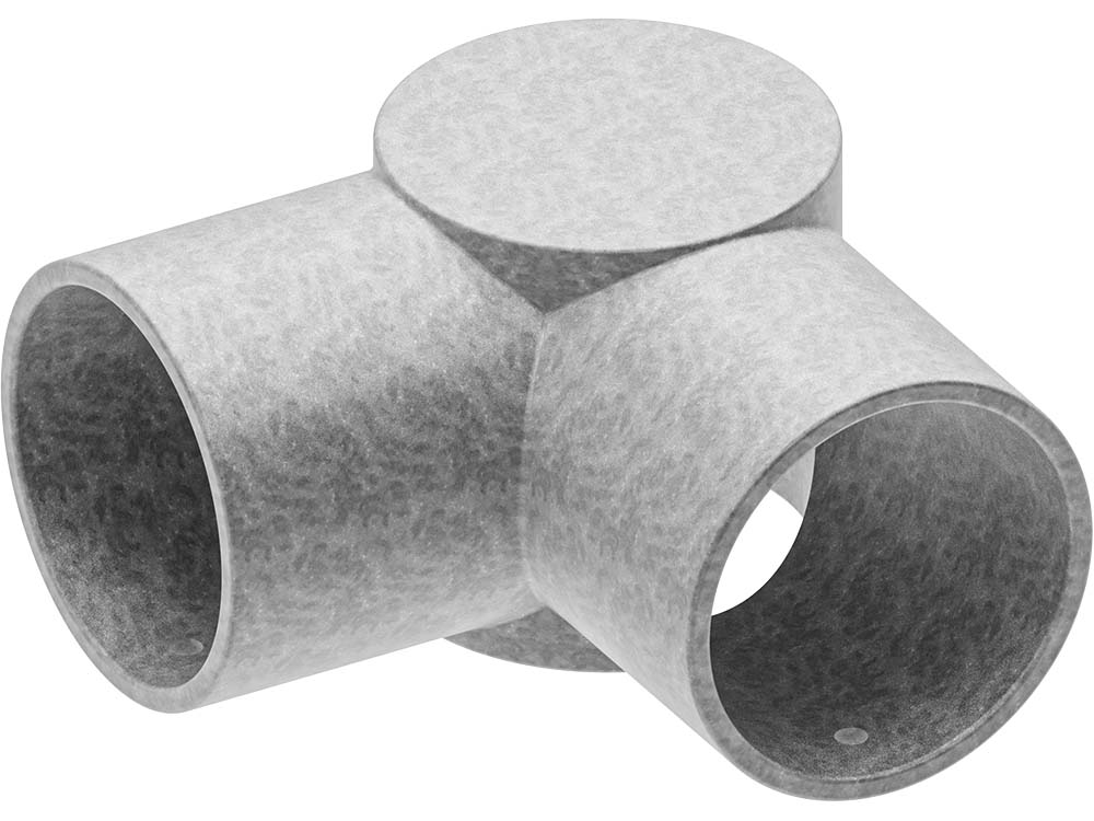 3-way connector Ø 60 mm in plain aluminium