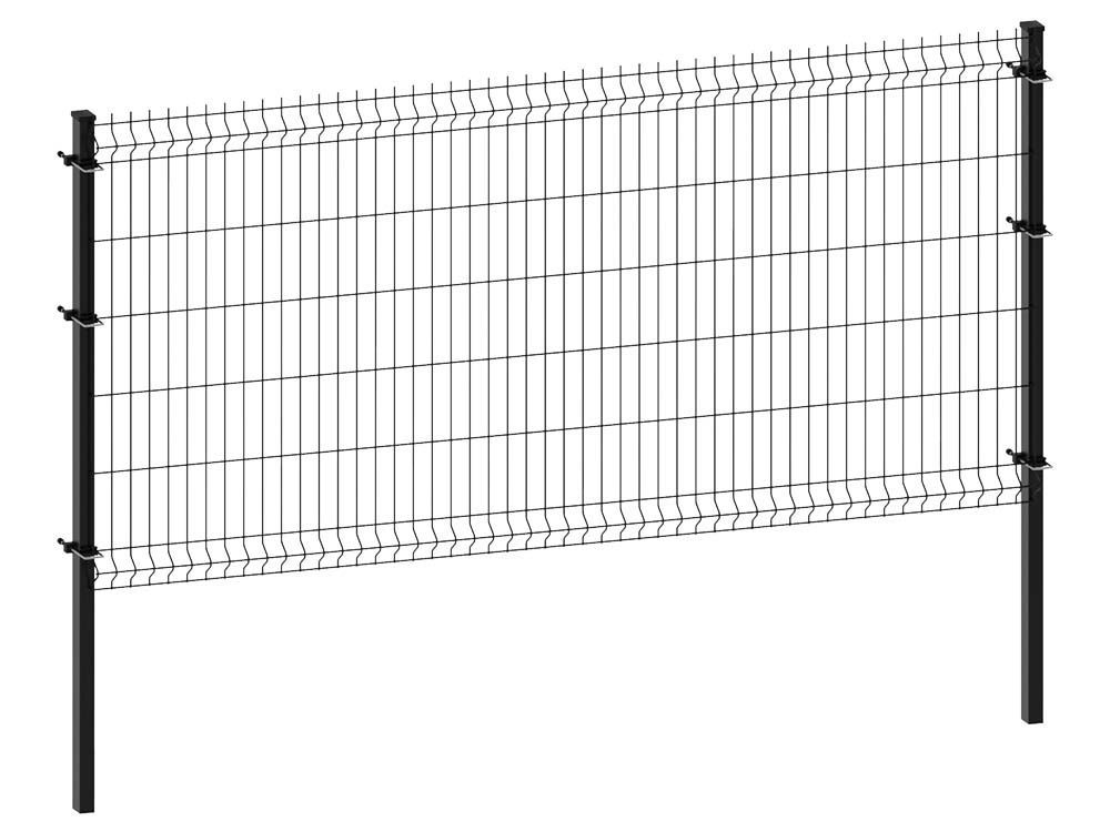 V mesh fence set with panels and posts, 1230 mm high, black RAL 9005