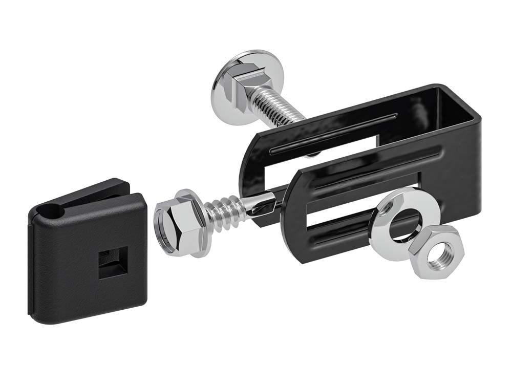 Exploded view of the gate connector with PVC clip