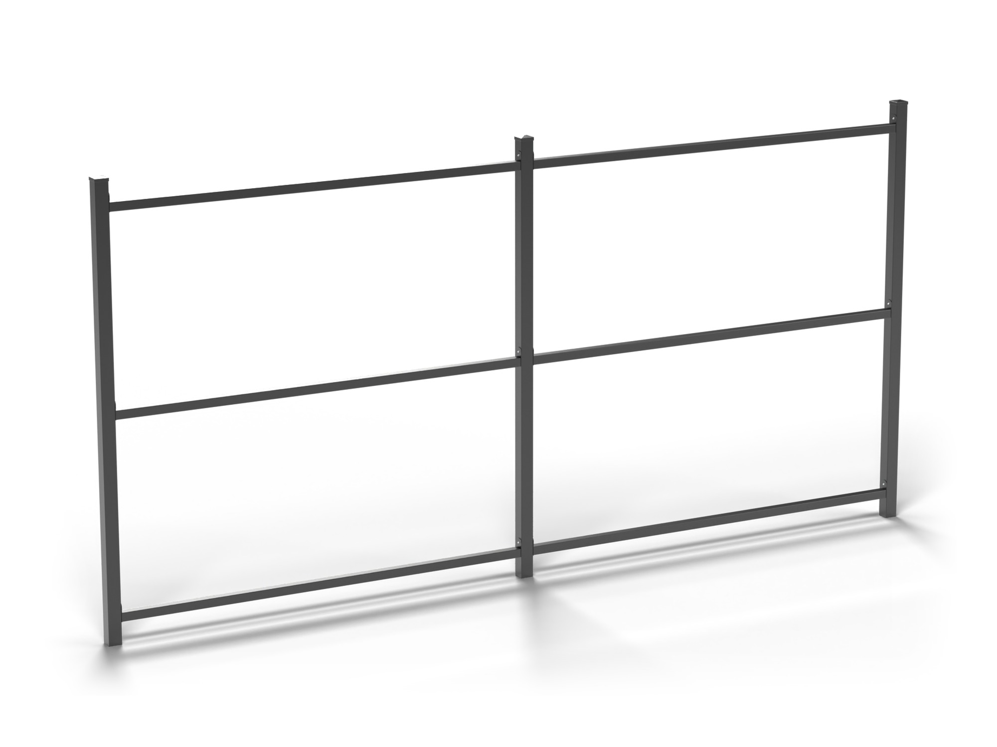 Horizontal Rail System - 3 Rail | 2" x 2" | 16 GA | 96" | Black